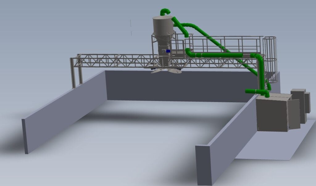 Central Manure System – concept design of the vacuum station with cyclone separator and piping